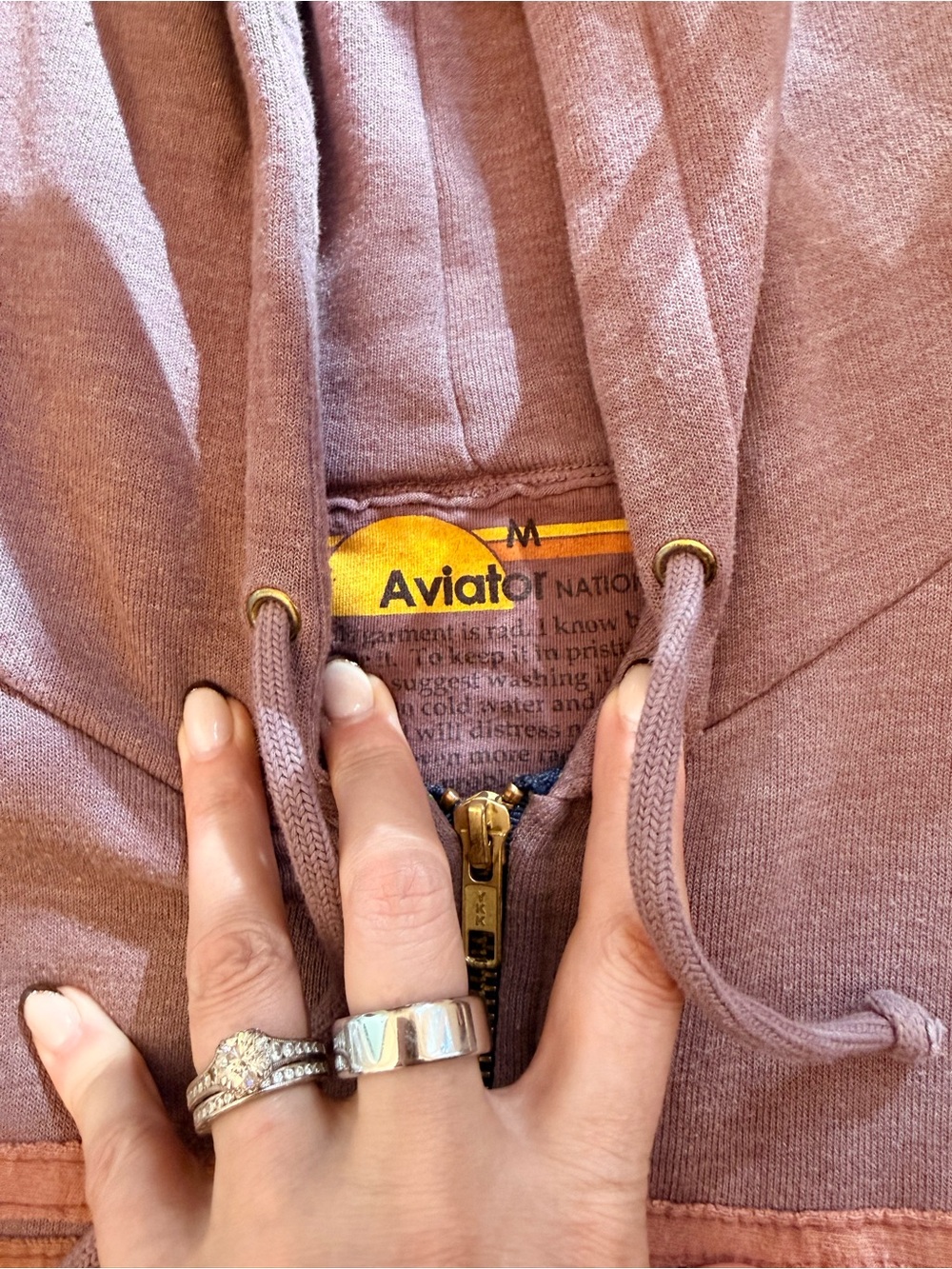 Aviator Nation Faded Mocha Hoodie with Signature Five-Stripes - Picture 6 of 7